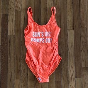 Coral maternity swimsuit suns out bumps out S/M